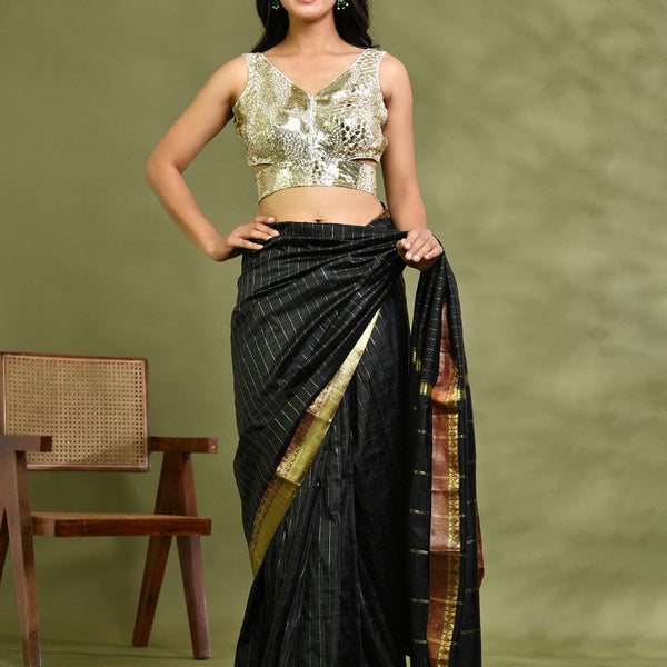 Amodini Designer Studio Gold Mirror-Embellished Sleeveless Padded Blouse - Distacart