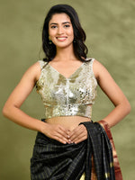 Thumbnail for Amodini Designer Studio Gold Mirror-Embellished Sleeveless Padded Blouse
