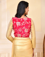 Thumbnail for Amodini Designer Studio Pink Banarsi Jacket With Golden Blouse