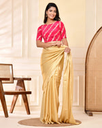 Thumbnail for Amodini Designer Studio Pink Banarsi Lehriya Padded Blouse