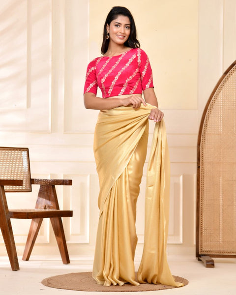 Amodini Designer Studio Pink Banarsi Lehriya Padded Blouse