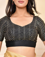 Thumbnail for Amodini Designer Studio Black Golden Sequined Padded Blouse