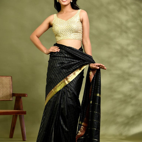 Amodini Designer Studio Golden Pearl Cutdana Sleeveless Padded Blouse - Distacart