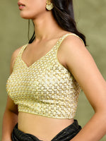 Thumbnail for Amodini Designer Studio Golden Pearl Cutdana Sleeveless Padded Blouse