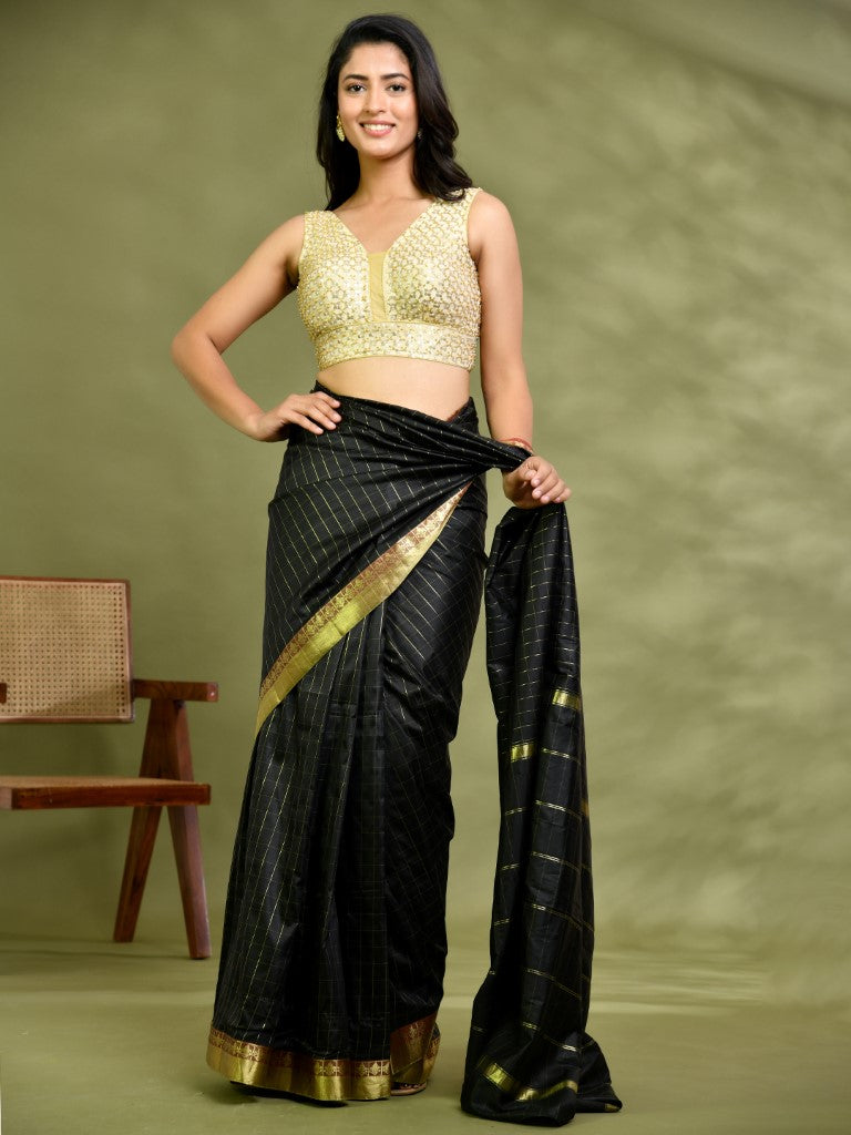 Amodini Designer Studio Golden Pearl Cutdana Sleeveless Padded Blouse - Distacart