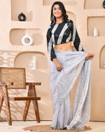 Thumbnail for Amodini Designer Studio Silver & Black Cutdana Sequined Padded Blouse