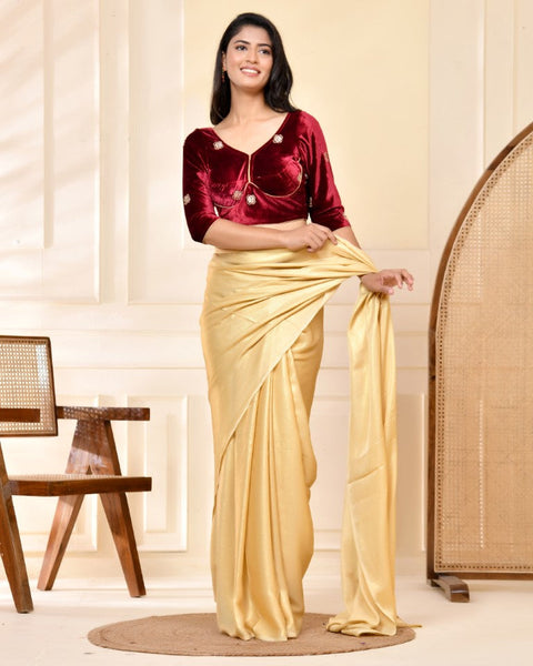 Amodini Designer Studio Marroon Embellished Velvet Blouse