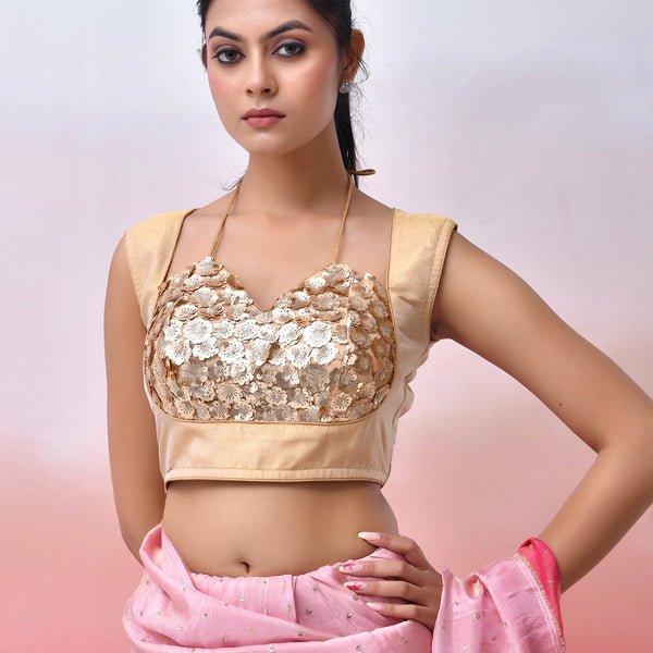 Amodini Designer Studio Women Embellished Sequined Masaba Cut Saree Blouse - Distacart