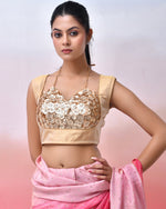 Thumbnail for Amodini Designer Studio Women Embellished Sequined Masaba Cut Saree Blouse - Distacart