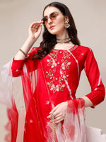 Thumbnail for Hand Embroidered & Leheriya Printed Kurta With Pant & Dupatta, Multicolor - Hiral Fashion - Distacart
