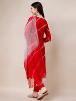 Thumbnail for Hand Embroidered & Leheriya Printed Kurta With Pant & Dupatta, Multicolor - Hiral Fashion - Distacart