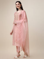 Thumbnail for Hand Embroidered Kurta With Pant And Dupatta Set, Multicolor - Hiral Fashion - Distacart
