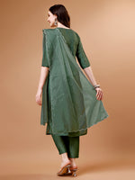 Thumbnail for Hand Beads Embroidered Kurta With Pant & Dupatta, Multicolor - Hiral Fashion - Distacart