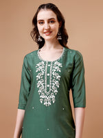 Thumbnail for Hand Beads Embroidered Kurta With Pant & Dupatta, Multicolor - Hiral Fashion - Distacart