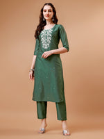 Thumbnail for Hand Beads Embroidered Kurta With Pant & Dupatta, Multicolor - Hiral Fashion - Distacart