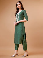 Thumbnail for Hand Beads Embroidered Kurta With Pant & Dupatta, Multicolor - Hiral Fashion - Distacart