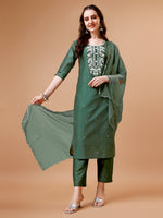 Thumbnail for Hand Beads Embroidered Kurta With Pant & Dupatta, Multicolor - Hiral Fashion - Distacart