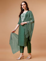 Thumbnail for Hand Beads Embroidered Kurta With Pant & Dupatta, Multicolor - Hiral Fashion - Distacart