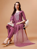 Thumbnail for Hand Beads Embroidered Kurta With Pant & Dupatta, Multicolor - Hiral Fashion - Distacart