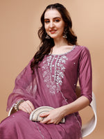 Thumbnail for Hand Beads Embroidered Kurta With Pant & Dupatta, Multicolor - Hiral Fashion - Distacart