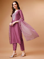 Thumbnail for Hand Beads Embroidered Kurta With Pant & Dupatta, Multicolor - Hiral Fashion - Distacart