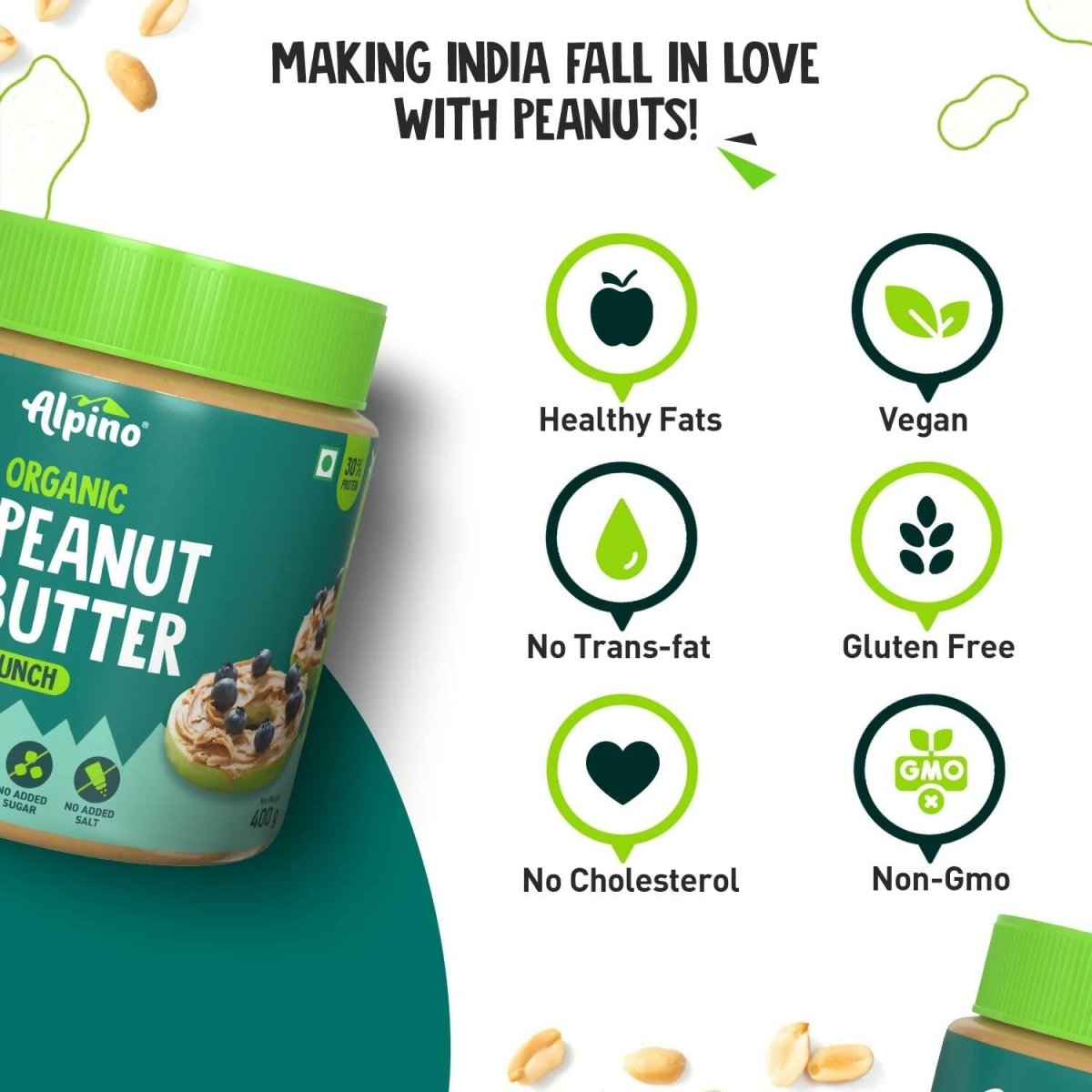 Alpino Organic Natural Peanut Butter Crunch - Distacart