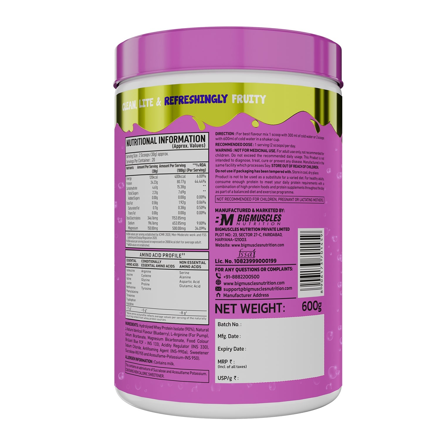 Big Muscles Nutrition Fizzy Whey & Shaker Combo - Distacart
