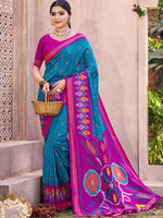 Thumbnail for Anaita Blue Silk Saree With Blouse Piece - Distacart
