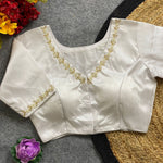 Thumbnail for Malishka Women's White Pure Silk Hand Work Readymade Blouse