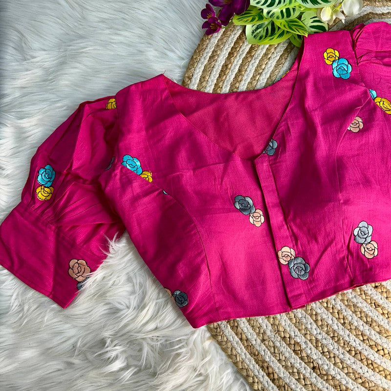 Malishka Women's Pink Colour Khadi Cotton Readymade Blouse - Distacart