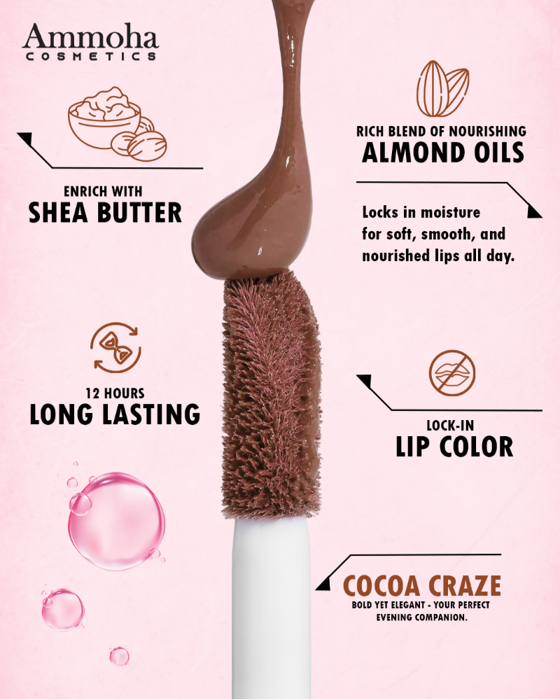 Ammoha Cosmetics Long-Lasting, Matte-Finished Cocoa Craze Color Liquid Lipstick - Distacart