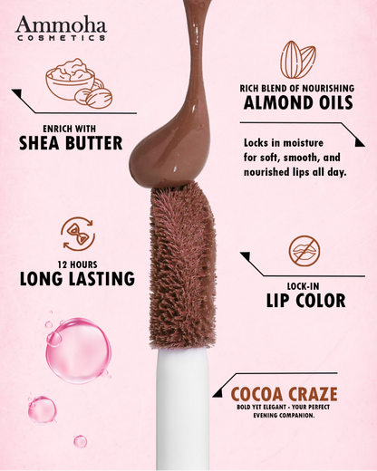 Ammoha Cosmetics Long-Lasting, Matte-Finished Cocoa Craze Color Liquid Lipstick - Distacart