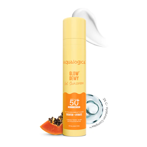 Aqualogica Glow + Dewy Sunscreen With Papaya & Vitamin C SPF 50+ PA++ - Dista