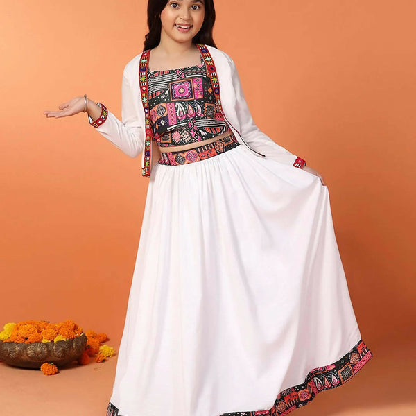 Joban Fashion Girl's White Color Lehenga Choli