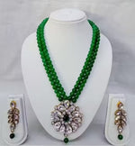 Thumbnail for Jewel City Traditional Handcrafted Ethnic Green Beaded Necklace Set with Gold-Plated Finish & Studded Stones  - Distacart