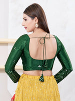 Thumbnail for Joban Fashion Bottle-Green Gajji Silk Elbow Sleeveless Back Open Blouse