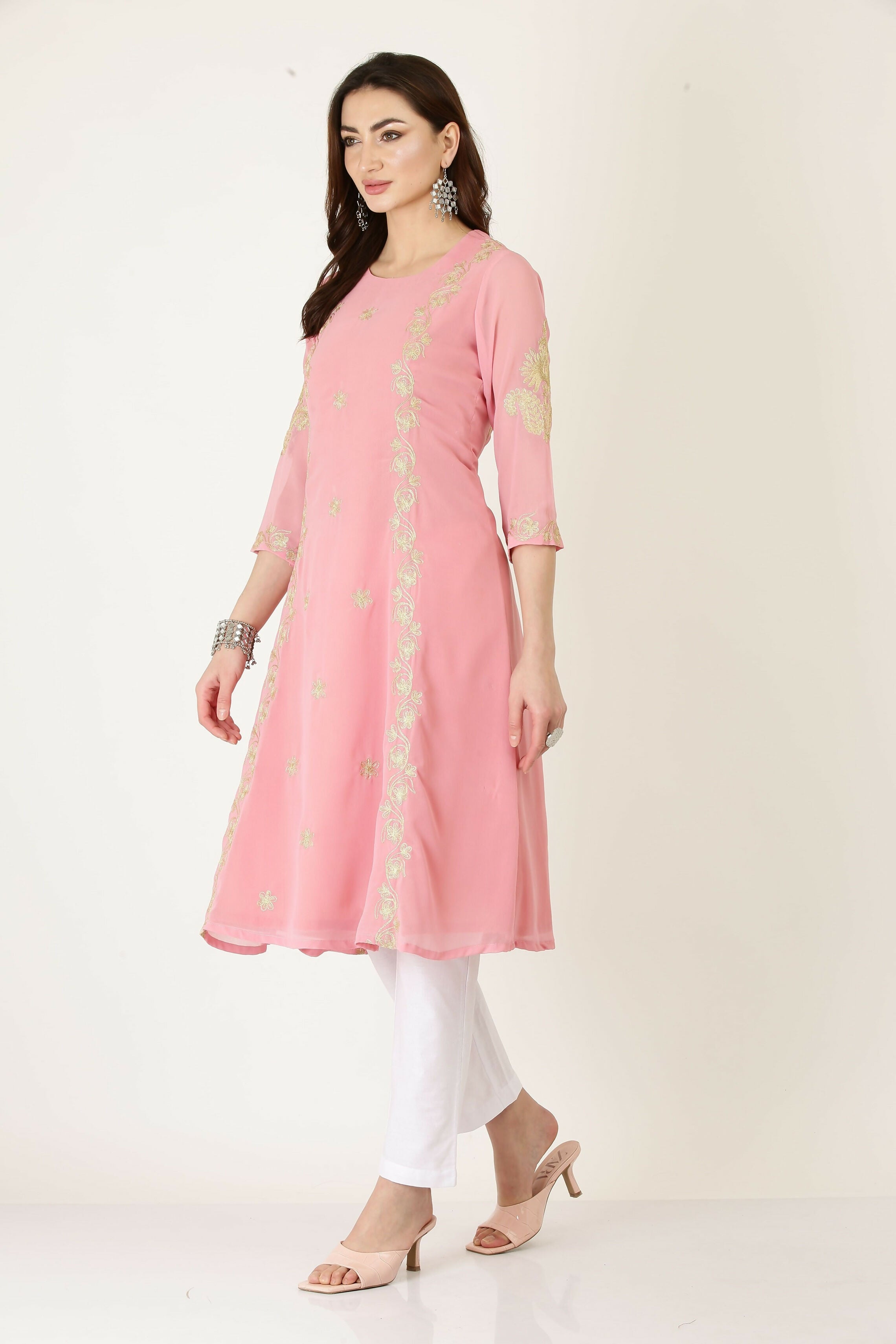 Joban Fashion Pink Georgette Kurta Set