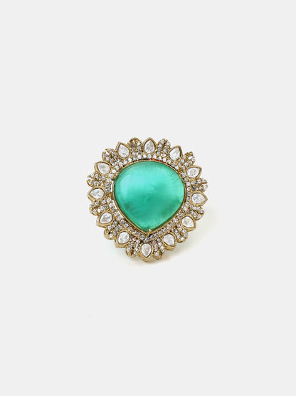 Ruby Raang Teardrop Green Stone Ring - Distacart