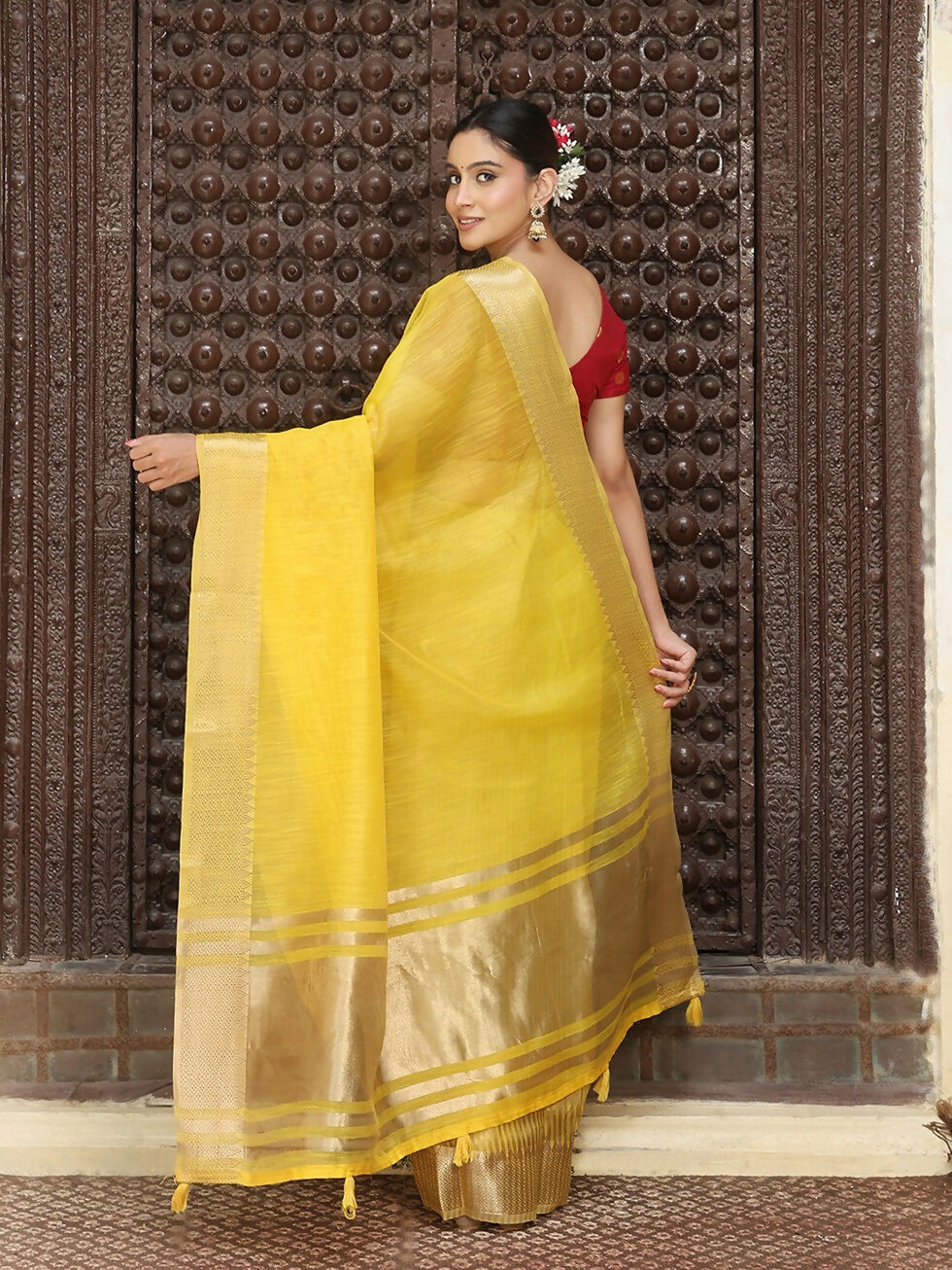 Astita Yellow Cotton Saree