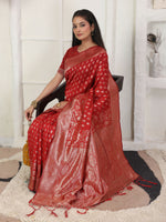Thumbnail for Astita Lichi Silk Red Saree