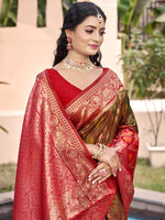 Thumbnail for Anaita Brown Silk Saree With Blouse Piece - Distacart