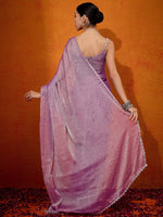 Thumbnail for NOZ2TOZ Women's Organza Mauve Embellished Designer Saree With Blouse Piece - Distacart