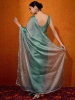 Thumbnail for NOZ2TOZ Women's Organza Teal green Embellished Designer Saree With Blouse Piece - Distacart