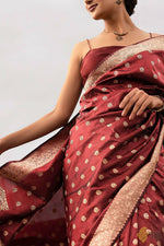 Thumbnail for Preksha Creation Indian Style Banarasi Soft Silk Women Saree - Red - Distacart