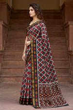 Thumbnail for Sangam Prints Gray Cotton Print Woven Work Traditional Saree - Dista