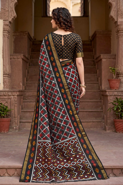 Sangam Prints Gray Cotton Print Woven Work Traditional Saree - Dista