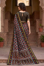 Thumbnail for Sangam Prints Gray Cotton Print Woven Work Traditional Saree - Dista