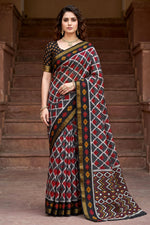 Thumbnail for Sangam Prints Gray Cotton Print Woven Work Traditional Saree - Dista