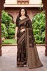 Sangam Prints Coffee Brown Cotton Print Woven Work Traditional Saree - Dista
