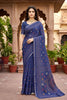 Sangam Prints Navy Blue Cotton Print Woven Work Traditional Saree - Dista